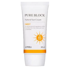 A'PIEU Солнцезащитный крем для лица Pure Block Natural Sun Cream Daily SPF45 PA+++